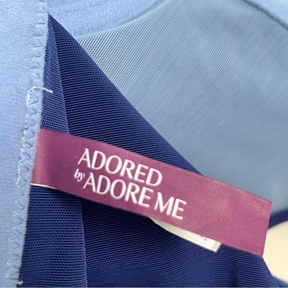 Adored by Adore Me blue lace & mesh longline corset style underwire bra, 3X. - Picture 6 of 10